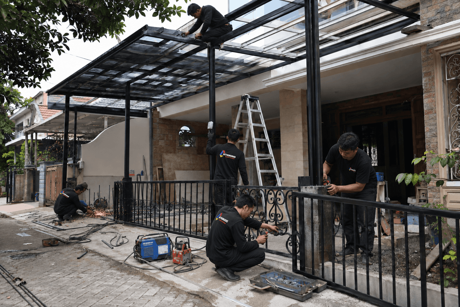 Pembuatan kanopi, pagar, tangga, dan railing custom